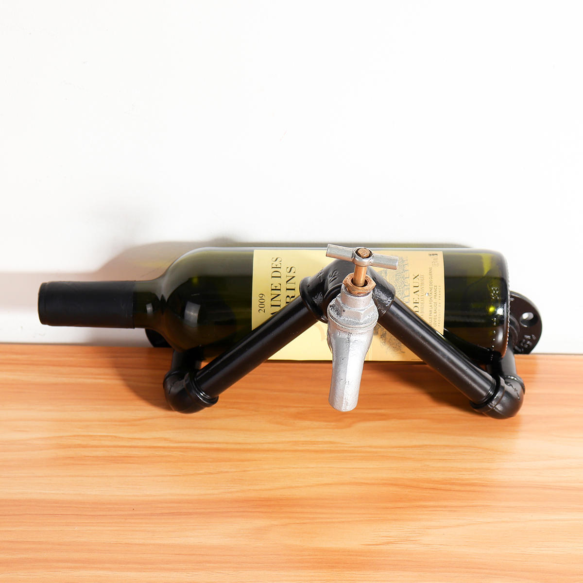 Industrial Iron Pipe Rack Vintage Bottle Holder Display Rack Liquor Kitchen Storage Rack