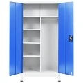 Locker cabinet with 2 doors 90x40x180 cm metal gray and blue