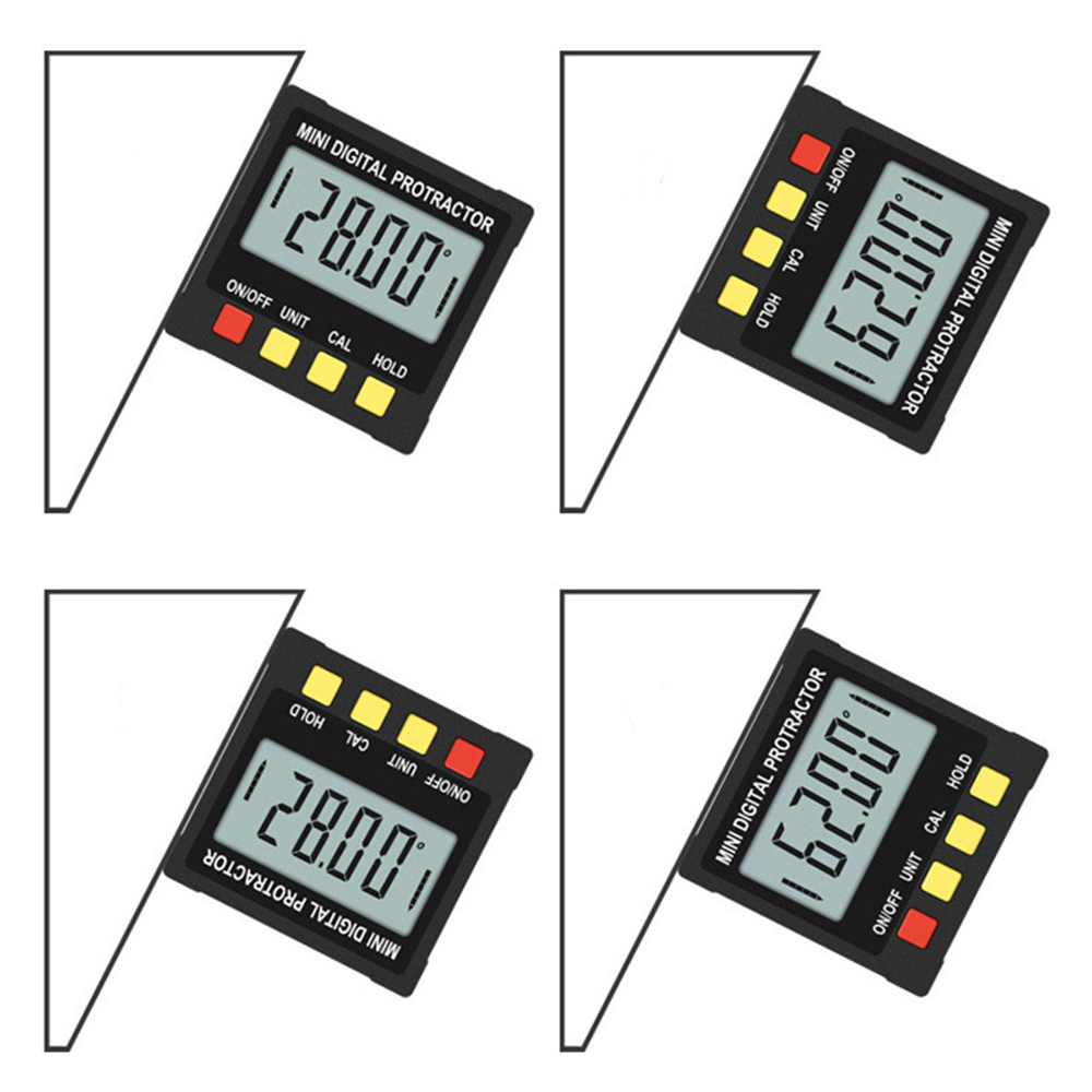 Digital Protractor Angle Finder Inclinometer - Black, 4x90° Range, ±0.2° Accuracy, LCD Display, Magnetic, Portable