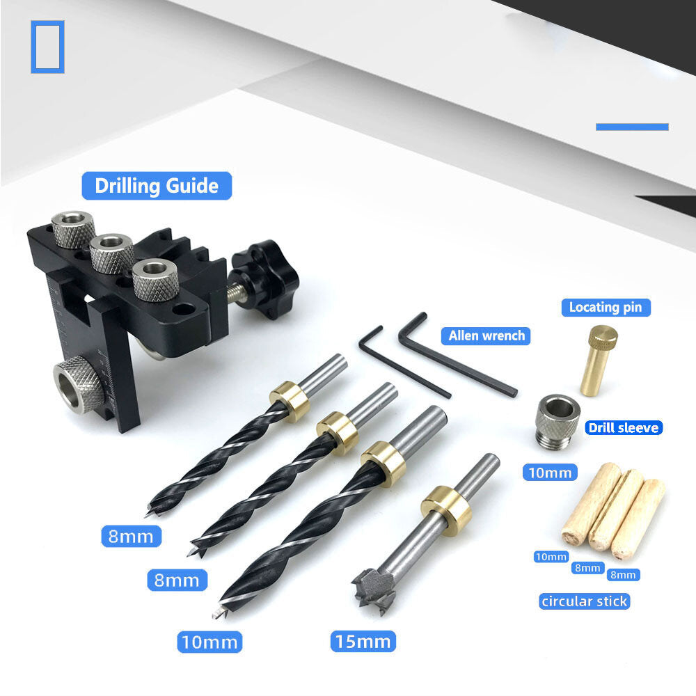 Three-in-One Positioning Hole Puncher for Woodworking - Compact, Durable, CNC Machined, Anodized Finish, 6061 Aluminum Alloy