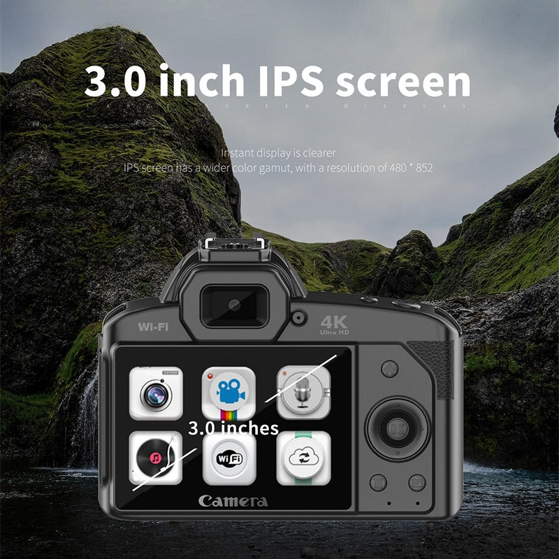 6400MP HD WiFi 4K Dual Lens Camcorder, 3" IPS Display, 16X Zoom, DSLR for YouTube Streaming & Vlogging