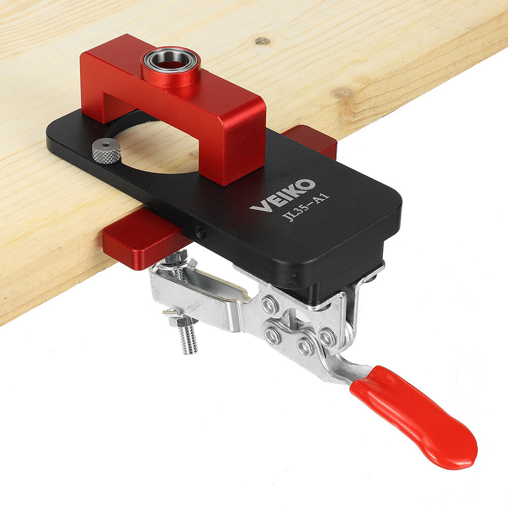 Hinge Boring Tool Set - 35mm/26mm Hole Opener, Adjustable Depth, ABS & Aluminum, Red/Black, Woodworking Accessory