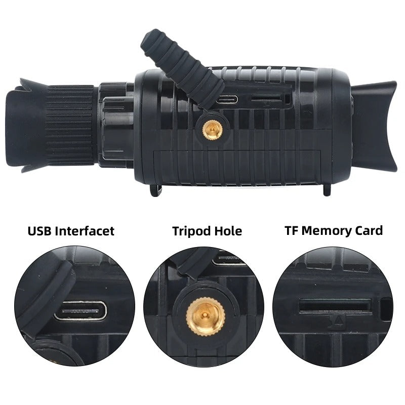 1080P HD Night Vision Monocular, 5X Zoom, 300m Infrared Camera, IPX4 Waterproof, Outdoor Hunting Telescope