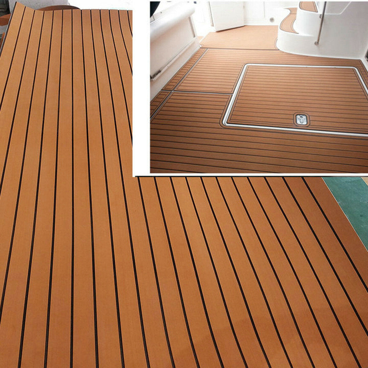 2700x900x6mm Adhesive Marine Flooring EVA Foam Boat Faux Teak Decking Yacht Carpet Sheet
