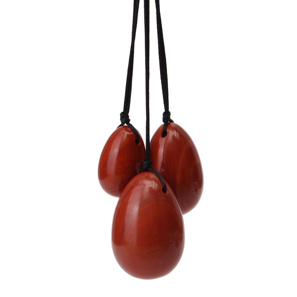 3Pcs Drilled Natural Smokey Quartz Crystal Yoni Egg With Storage Pouch Cords Manual Massager