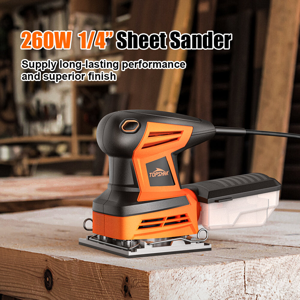 260W Electric Palm Sander Hand Sander with 20Pcs Sandpapers Hand Held Sander Dust Collection Box