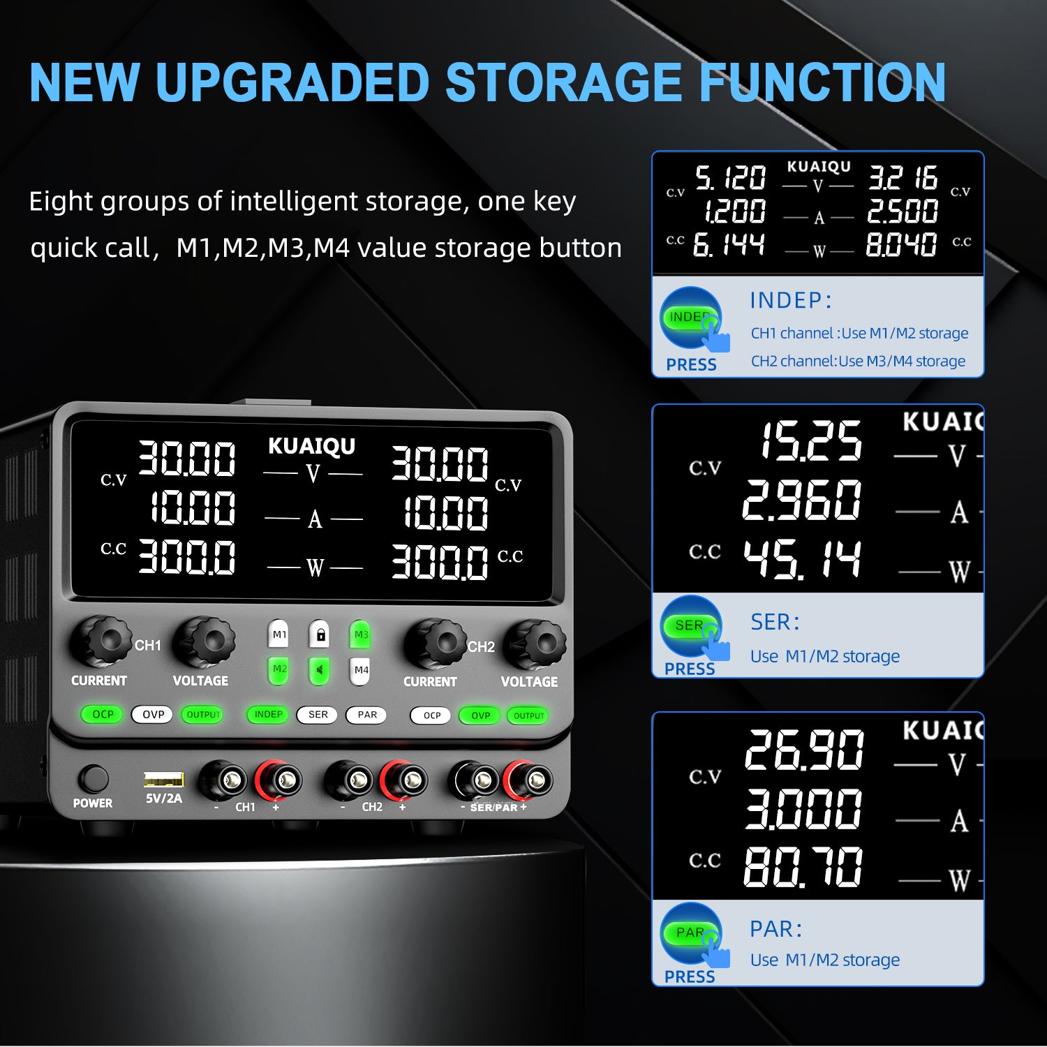 Dual Output Power Supply Adjustable Voltage 0-60V Current 0-20A High Precision OCP OVP Protection Lab Bench Power Supply