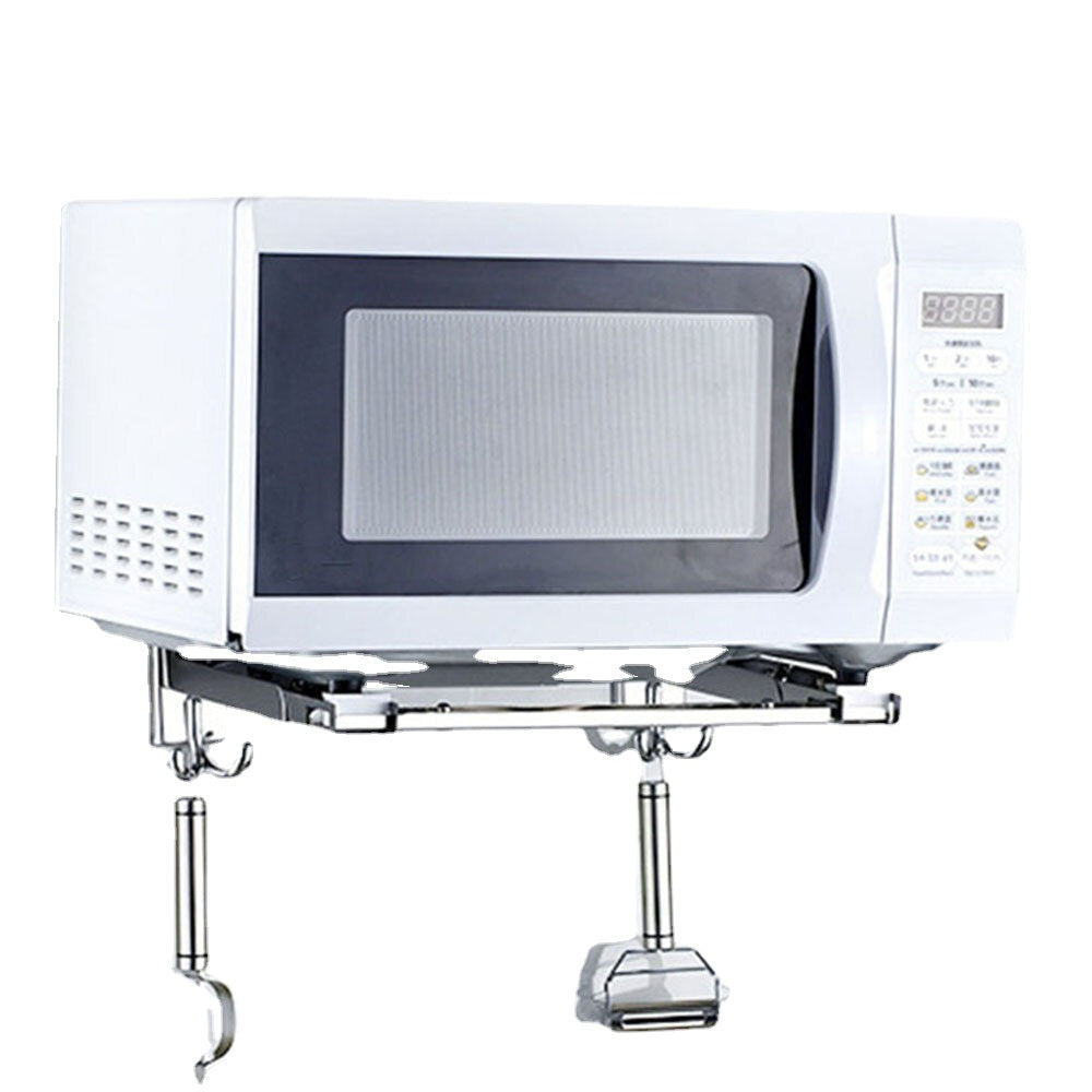 304 Stainless Steel Microwave Rack Storage Wall-Mounted Arrangement Telescopic Bracket for Kitchen Counter
