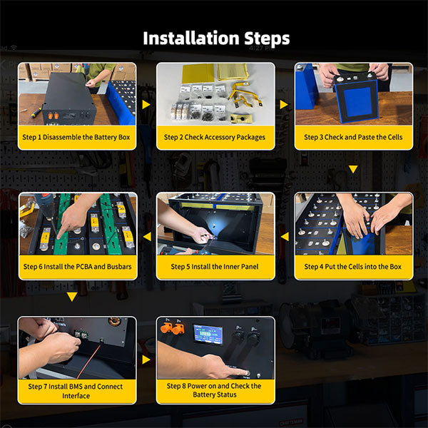 48V 320AH Energy Storage Box DIY Kit APP Bluetooth Remote Operation LED Bluetooth Status Indicator Charge Overcurrent Protection