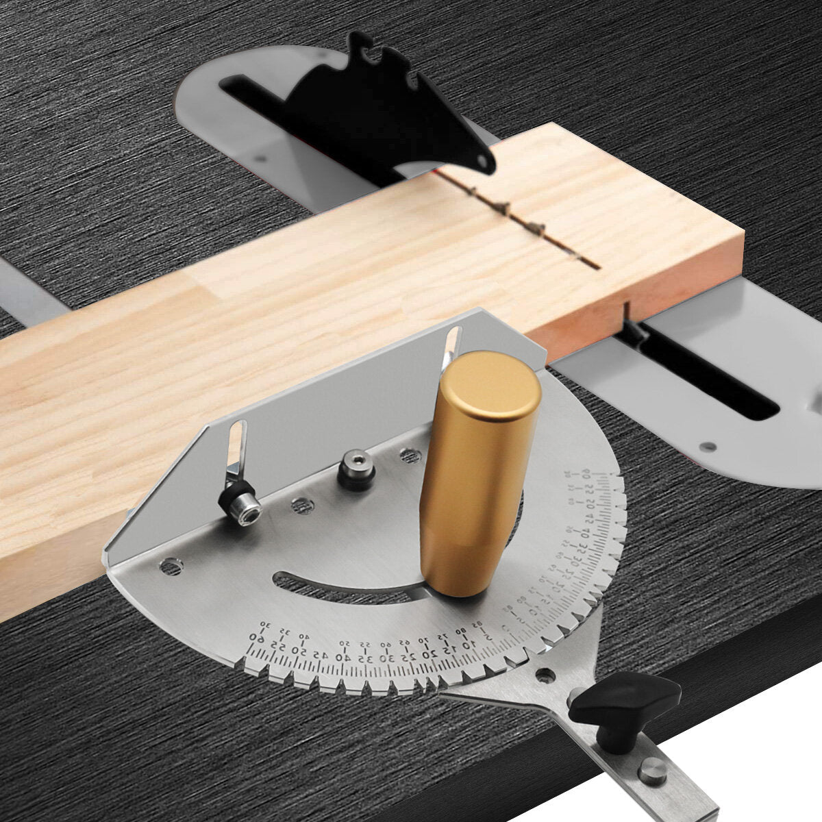 Universal Precision Miter Gauge for Table Saws - Compatible with Dewei 744/745, Haiwei, Steel Saws, 27 Angle Stops