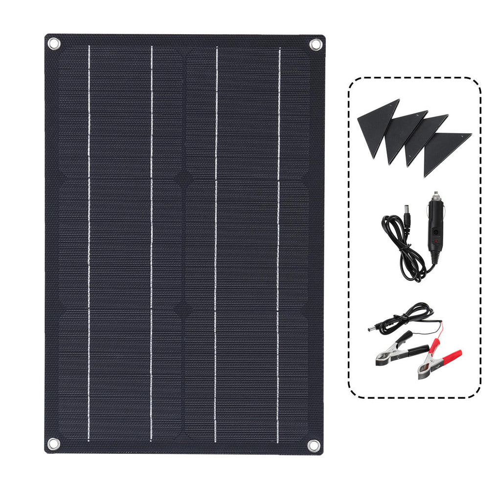 20W Solar Panel Field Vehicles Emergency Charger With 4 Protective Corners Single USB+DC