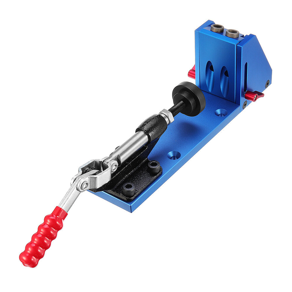 Aluminum Alloy Pocket Hole Jig System Woodworking Drill Guide with Toggle Clamp 9.5mm Step Drill Bits