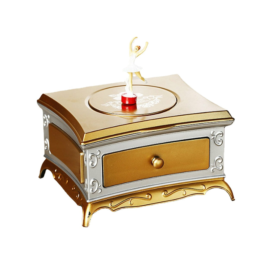 Classical Rotating Girl Music Box Jewelry Storage Box & Makeup Mirror Kids Decorations