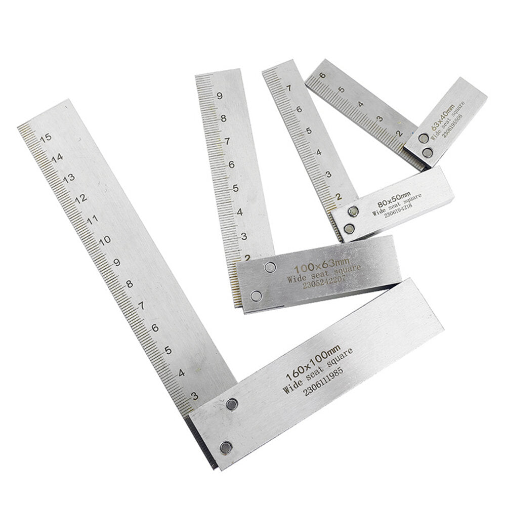High Precision Stainless Steel Right Angle Ruler with Laser Etched Scale for Woodworking & Carpentry - 90 Degree Angle