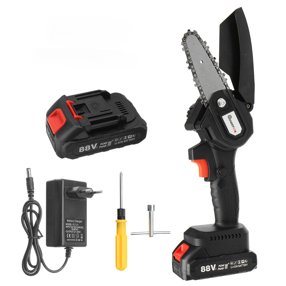 110/220V Guide Plate Length 4 Inch Rechargeable Electric Chain Saw Cordless Portable Woodworking Wood Cutter