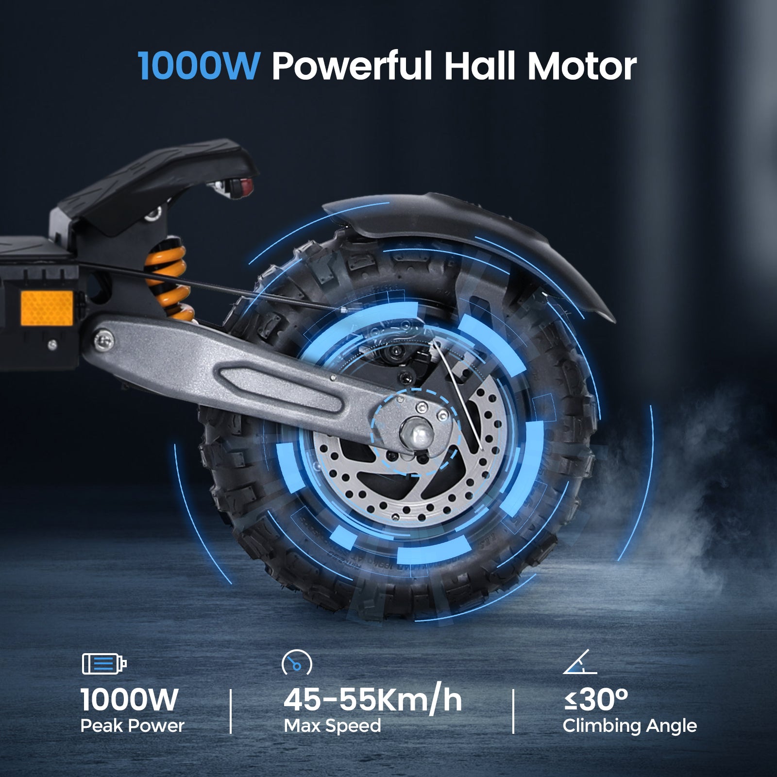 Electric Scooter Bridage Rapide 48V 21.3Ah Battery 1000W Motor 55KM/H Top Speed 11 Inch Tire 85KM Range Front Rear Disc Brake Dual Swingarm