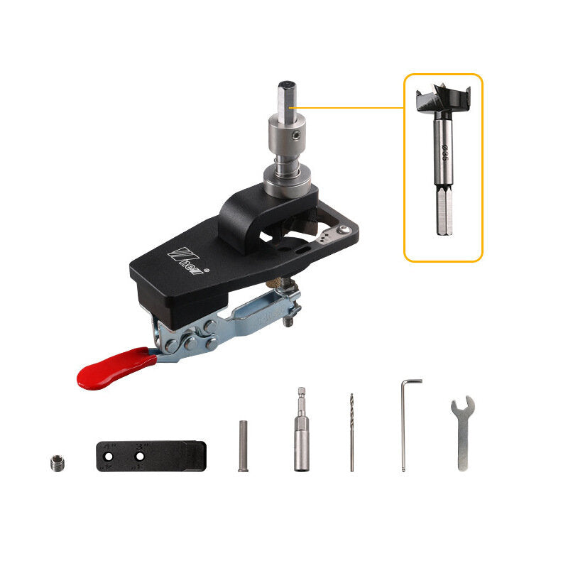 35mm Hinge Hole Opener - Durable Aluminum & Stainless Steel, Integrated Positioning, Easy to Use for Woodworking Projects