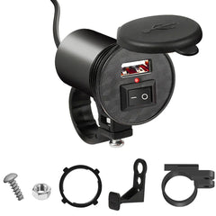 Waterproof Motorcycle USB Charger 12V 5V 1.5A Adapter for Phone & Mobile Devices - 112CM Cable Length