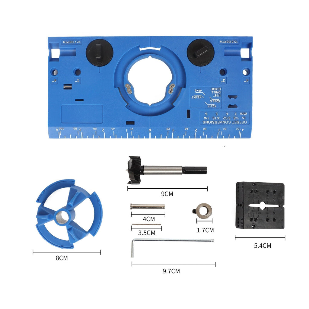 35mm Concealed Hinge Jig Drill Guide for Accurate Woodworking - Easy DIY Tool with Carbide-Tipped Bit Included