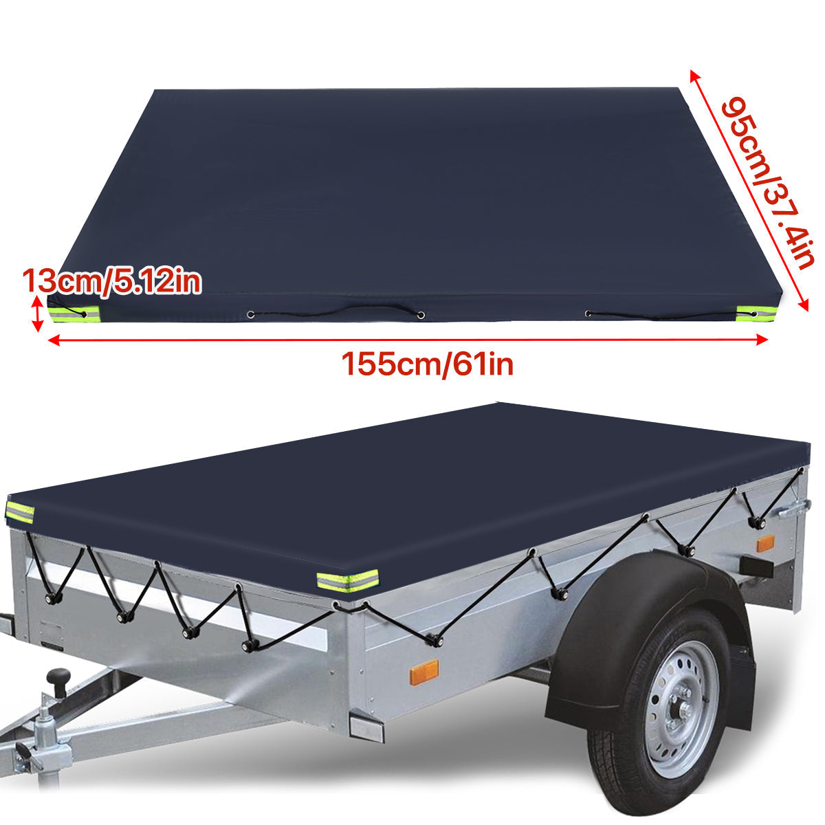 Trailer Cover 600D Waterproof Windproof Dust Protector With Rubber Belt 155x95x13cm