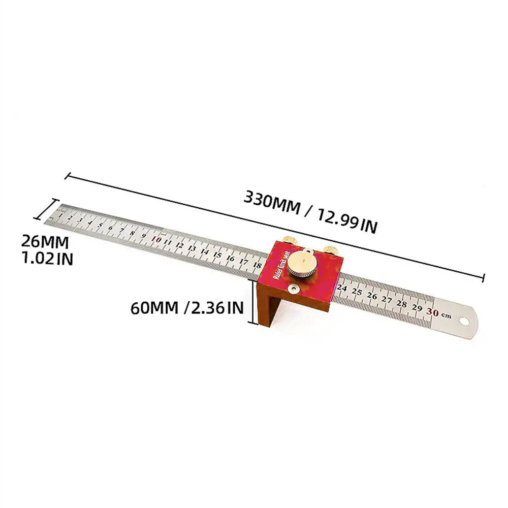 90° Scribing Ruler - 30cm Aluminum Measuring Tool for Woodworking, Carpentry & DIY Projects - Durable & Ergonomic Design