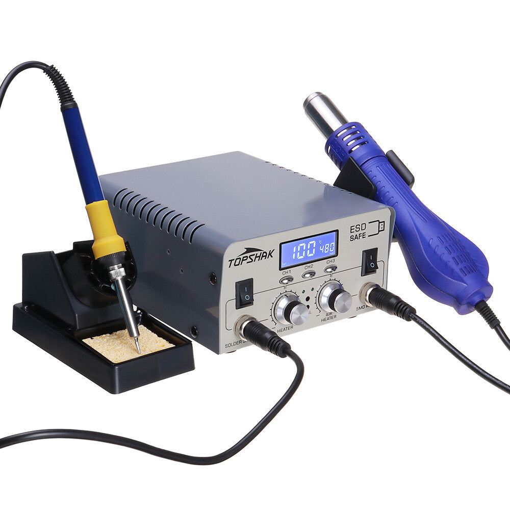 680W 2 In1 Rework Hot Air LCD Digital Display Soldering Station Independent Switch 3 Preset Memory Buttons