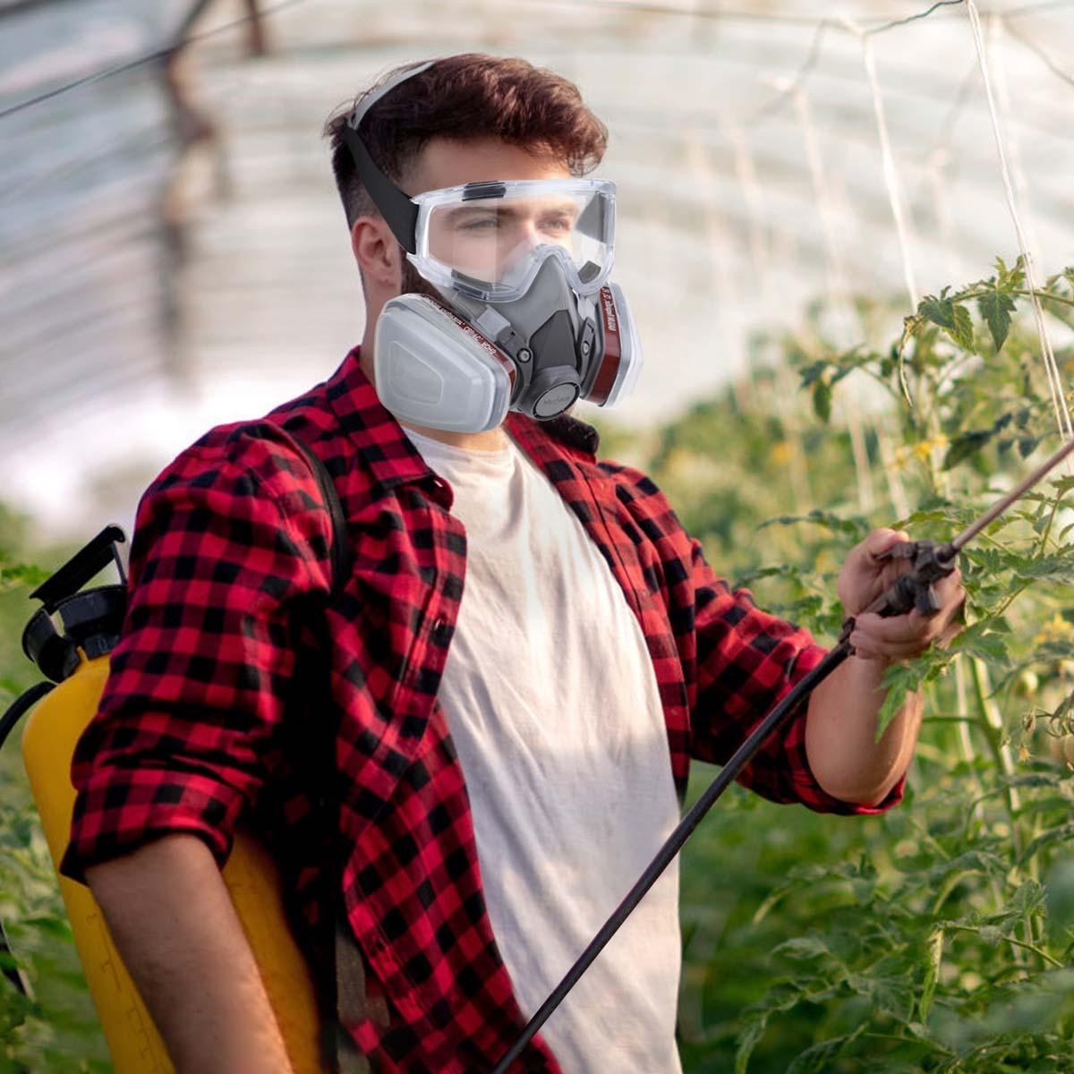 Respirator Mask with Protective Goggles for Paint Spray Dust Chemicals Protection Odour Control