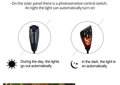 Solar 5W LED Warm White Flame Light Waterproof For Outdoor Garden Path Lawn Wall Landscape Lamp