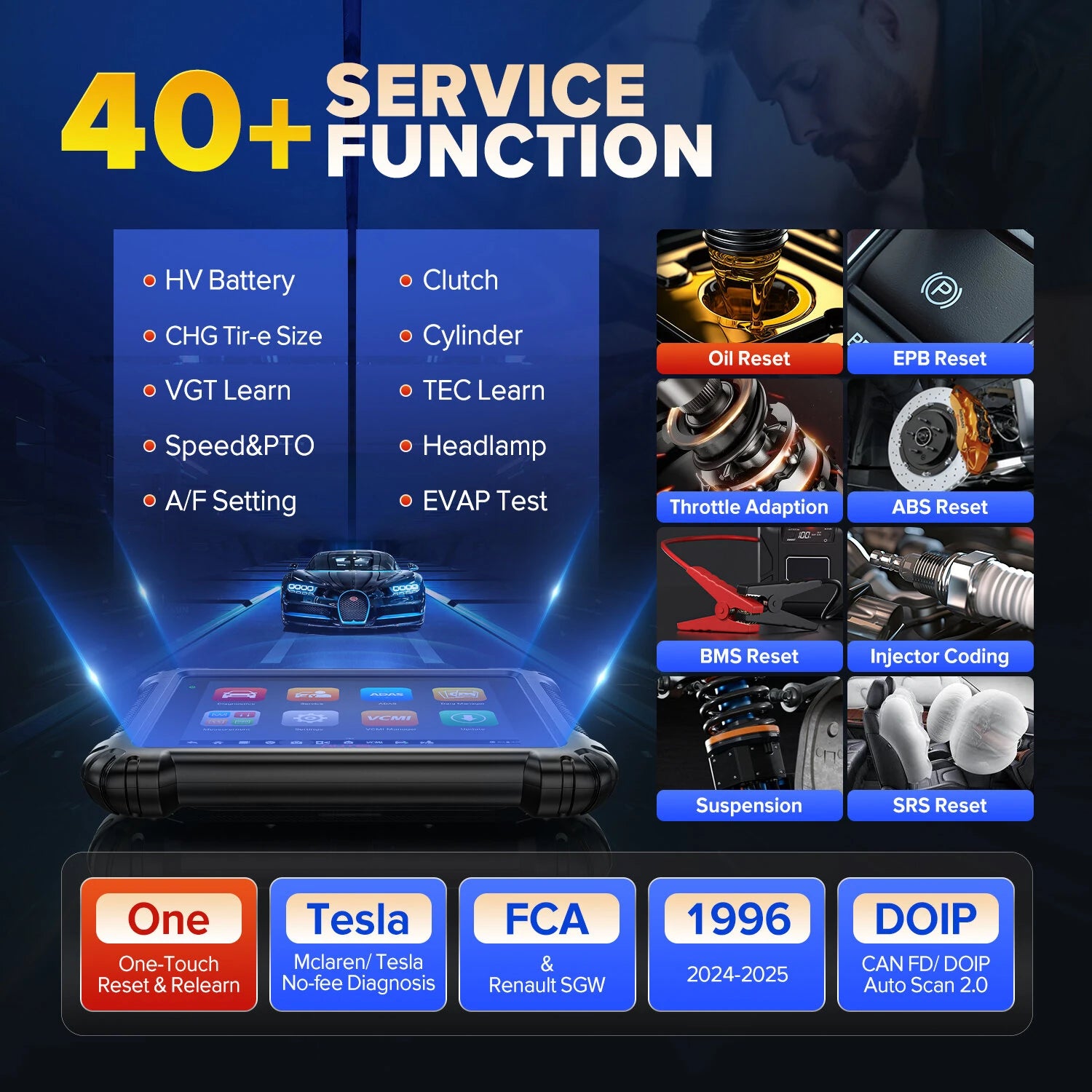 Advanced Diagnostic Tool Features Topology Mapping ECU Programming 5-in-1 VCMI Active Test 40+ Services Auto Scan Android 7.0