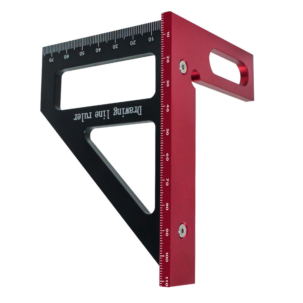 Multi-Functional Aluminum Woodworking Ruler - High Precision 0-76mm, Durable, Black/Red, Easy to Use Tool