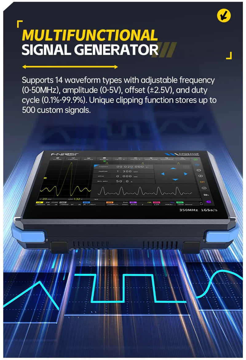 4-IN-1 350MHz 1GSPS Tablet Oscilloscope Signal Generator Spectrum Analyzer Frequency Response Analyzer