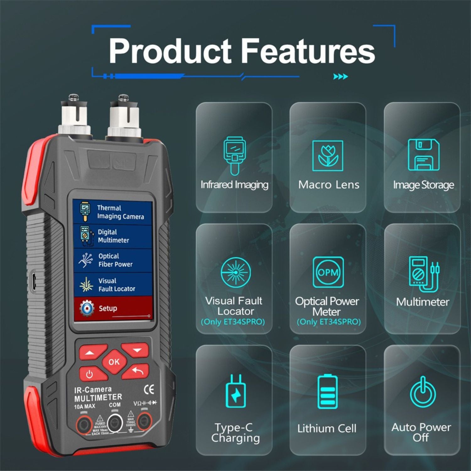 GreenZech Fusion-34 Pro Series | 240x240 HD Thermal Imaging Multimeter | Professional 3-in-1 & 5-in-1 Diagnostic Tool