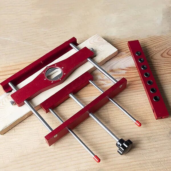 2-in-1 Mortise Tenon Jig Locator - Precision Doweling Tool for DIY Woodworking, Adjustable, Compact, Includes 7 Guide Bushings