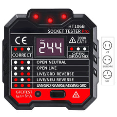 Socket Outlet Tester Circuit Polarity Voltage Tester Wall Plug Break Finder RCD Test