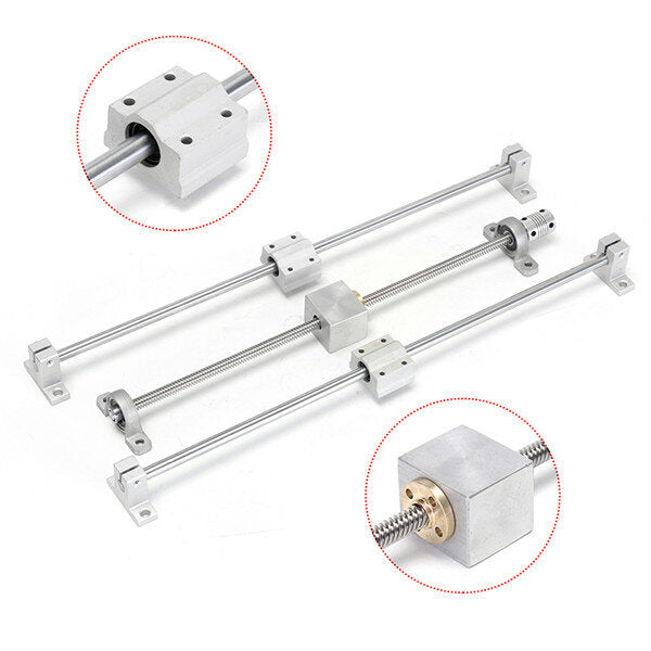 13pcs 400mm CNC Parts Optical Axis Guide Bearing Housings Aluminum Rail Shaft Support Screws Set