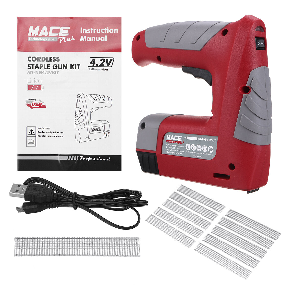 4.2V USB Rechargeable Wireless Electric Nail Guns Staple Nailer Portable Nail Stapler Tool For DIY Home Decor