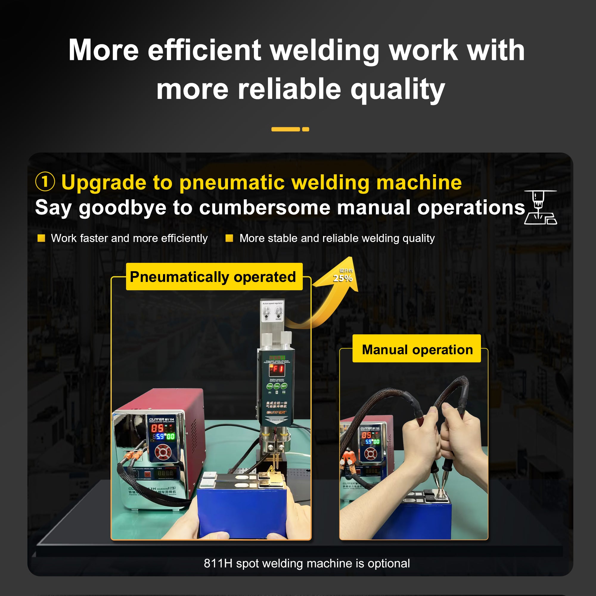 Pneumatic Column Spot Welder Head for Lithium Battery Welding 6kg Max Pressure Adjustable Height for 801H/811A/811H Welding Machine