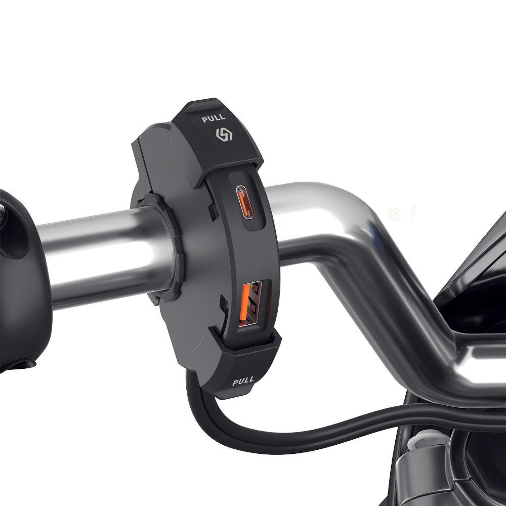 Motorcycle USB Phone Charger - 18W Dual Ports, Waterproof, Fits 12V-24V Bikes, Handlebar Installation, Safe Charging