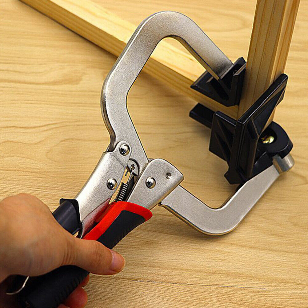 10" V-Shaped Face Clamp for Woodworking - Heavy Duty Chrome Vanadium Steel, 90° Angle, Max Opening 80mm