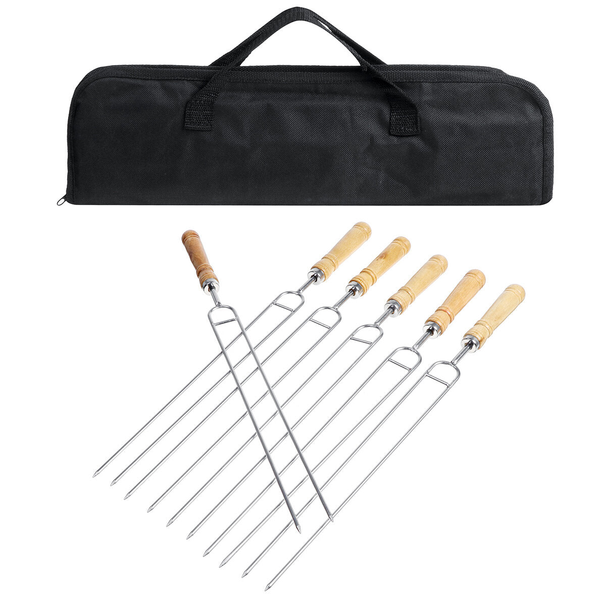 Stainless Steel Roasting Marshmallow Stick Set Extendable Dual Fork Outdoor BBQ for Household Kitchen BBQ Supplies