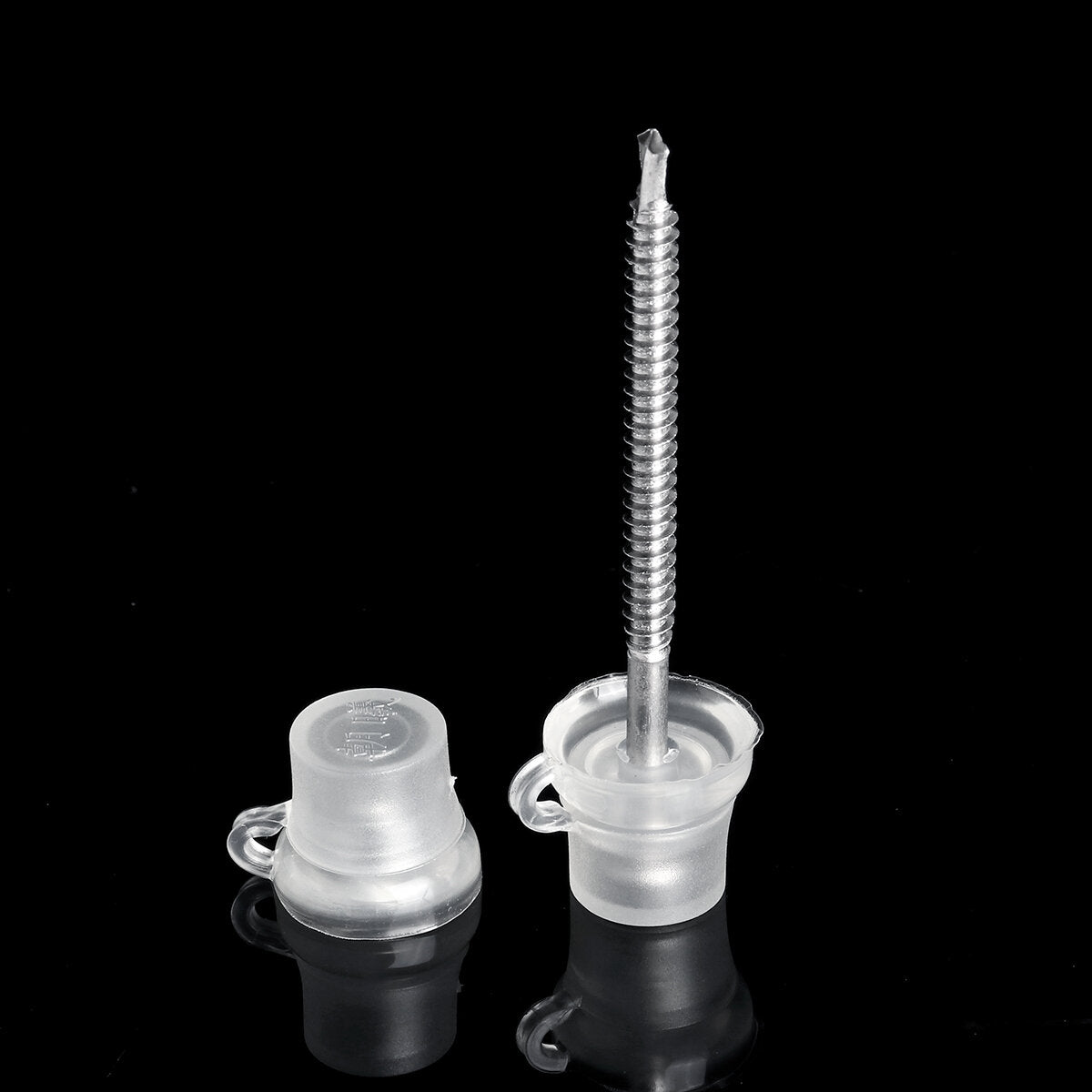 100Pcs 3" 75mm Corruhated Roofing Plastic Screw Cover Clear Strap Caps