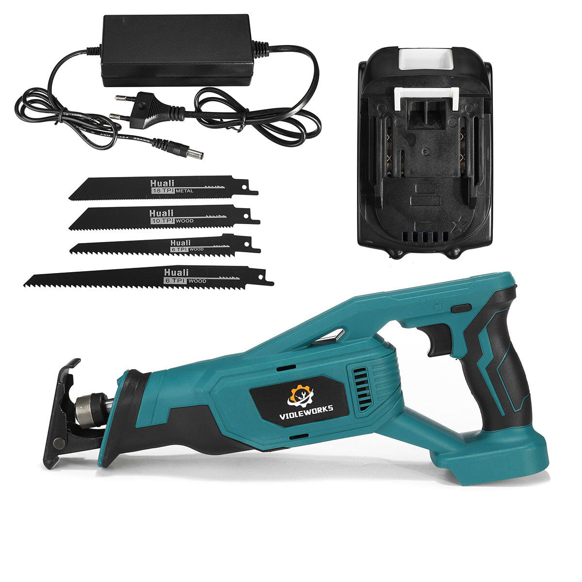 18V Cordless Reciprocating Saw 4 Blades Woodworking Cutting Tool For Makita 18V Battery