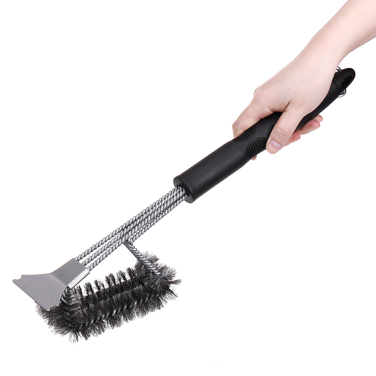 17" BBQ Grill Brush Scraper Scrubber Barbecue Cleaning Tool Wire Kitchen Stainless Steel Cleaner