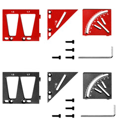 Multifunctional Woodworking Ruler - T-Shaped Marking, Angle Measurement, Dovetail Joint, Aluminum Alloy, Red/Black