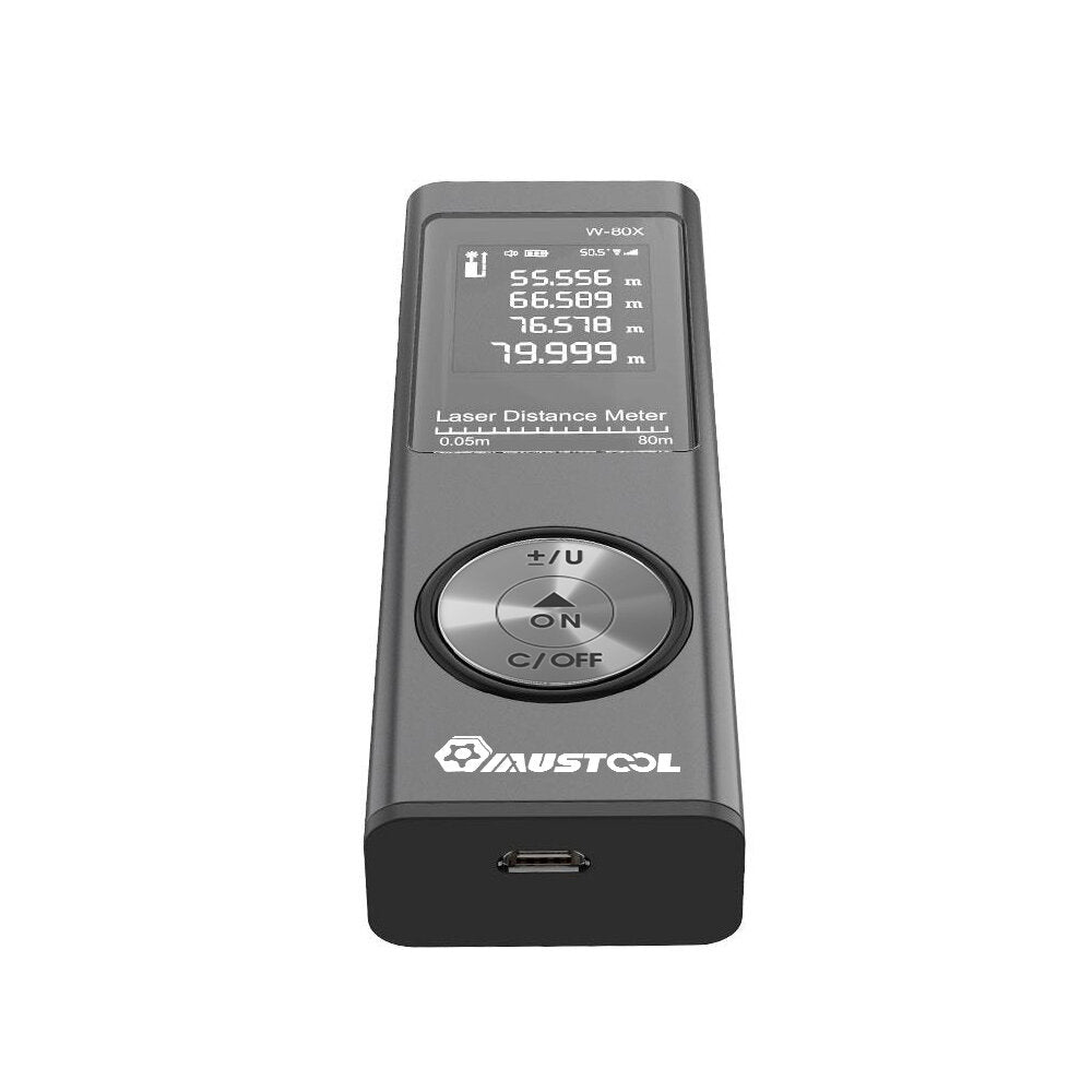 80m Digital Mini Laser Rangefinder with Electronic Angle Sensor M/In/Ft Unit Switching USB Charging Distance Meter