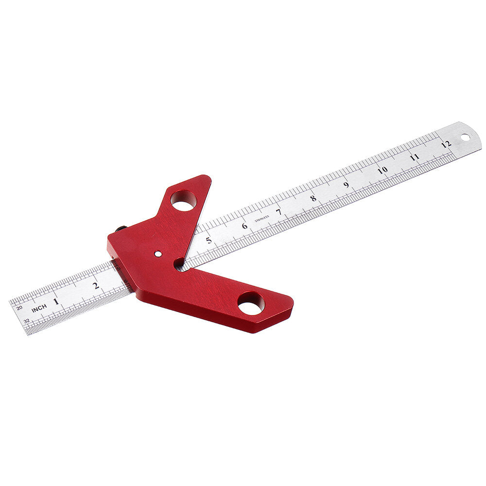 YX-3 Square Center Finder & Scribe Tool - Adjustable Steel Ruler, Dual Metric/Inch, Durable Aluminum & Stainless Steel, 12 Inch