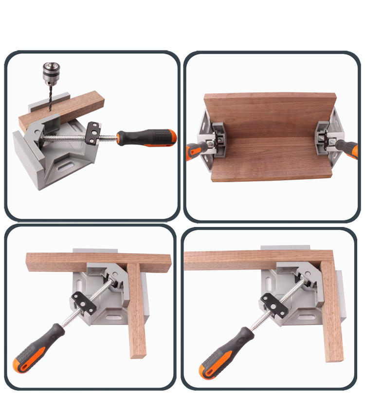 Single Handle 90 Degrees Angle Aluminum Alloy Rectangular Clamp Wood Working Tool