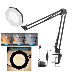 USB 5X Folding Magnifier Table Clamp Soldering Third Hand Tool 3 Colors LED Illuminated Lamp Magnifying Glass