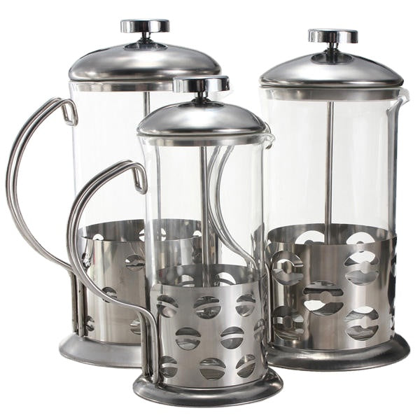 Stainless Steel Glass Teapot Cafetiere French  Coffee Tea Filter  Press Plunger