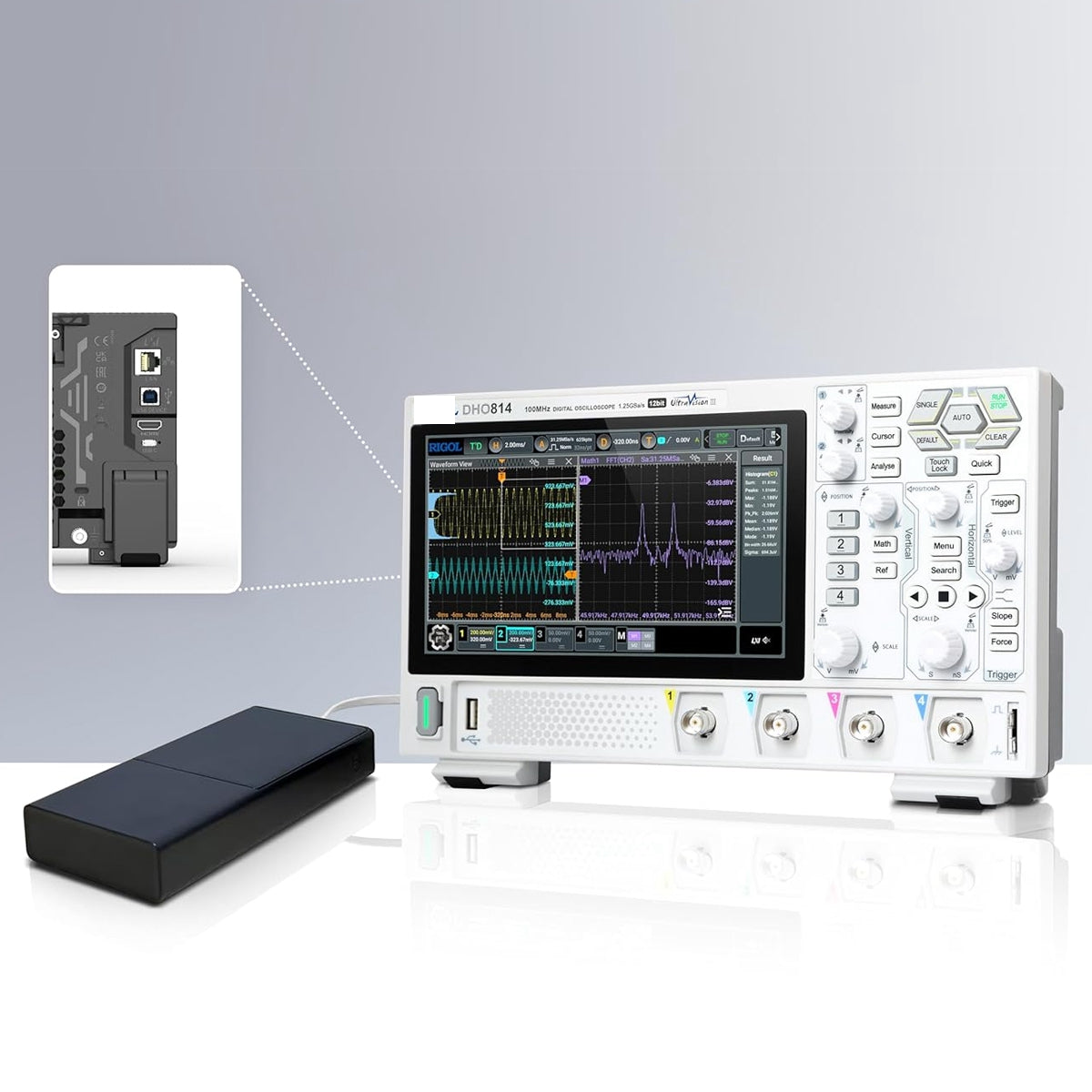 100MHz Digital Oscilloscope, 4 Channels, 12-Bit Resolution, 1.25GSa/s Real-Time Sampling & UltraHD Touchscreen